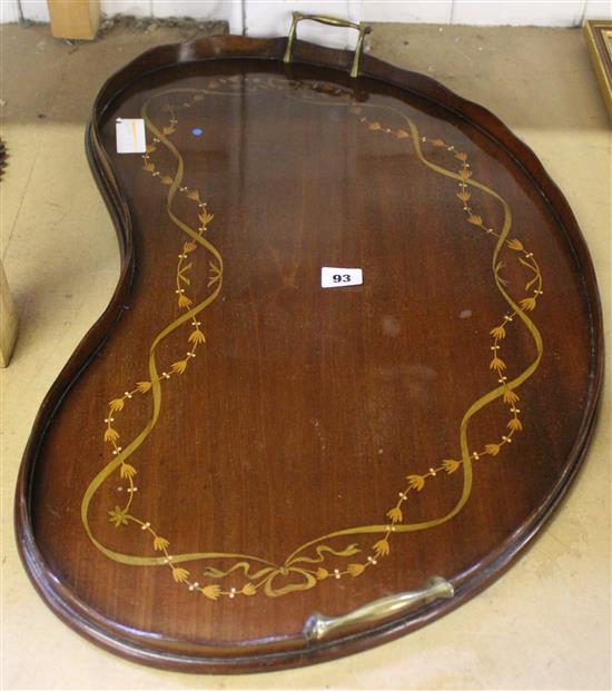 Edwardian inlaid mahogany kidney tray